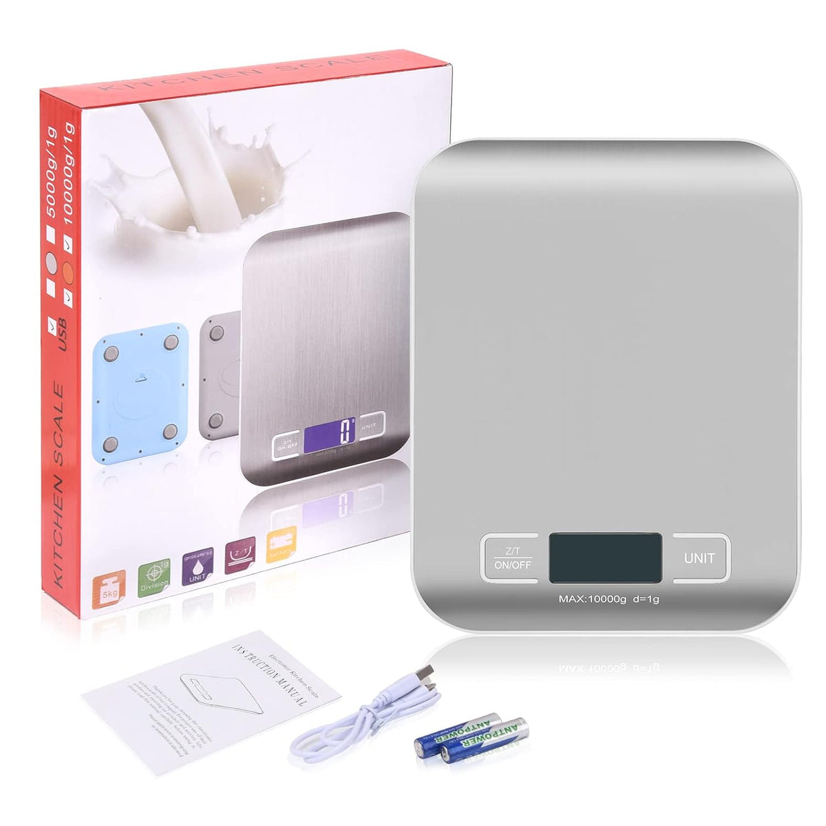 Digital Shipping Scale,Stainless Steel Panel, Accurate Portable Postal Scale for Packages, Small Business,Kitchen, Food, Handmade, Liquids, and Boutique (Rose Gold Battery(5kg/1g))