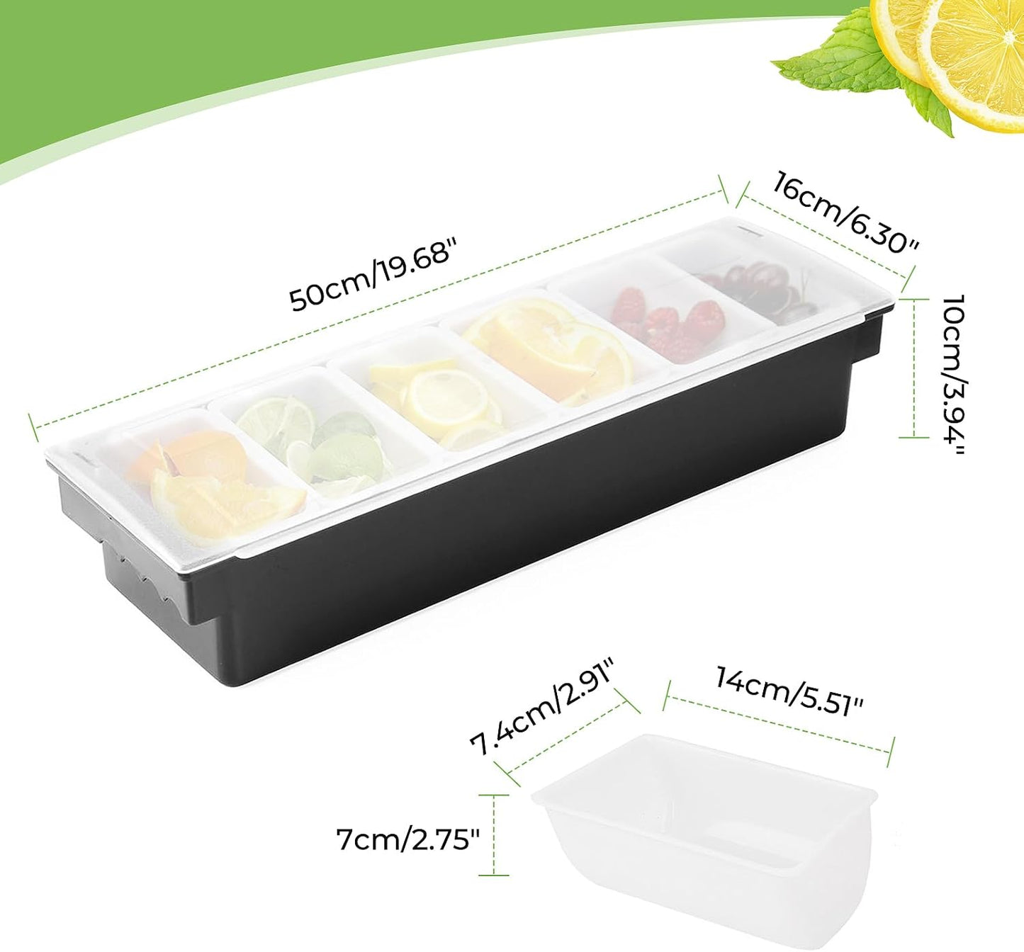 Ice Cooled Condiment Serving Container Fruit Veggie Condiment Caddy Plastic Garnish Station with Lid for Fruit,Ice Cream,Salad Bar-Topping Organizer for Restaurant Supplies (3 Compartments)