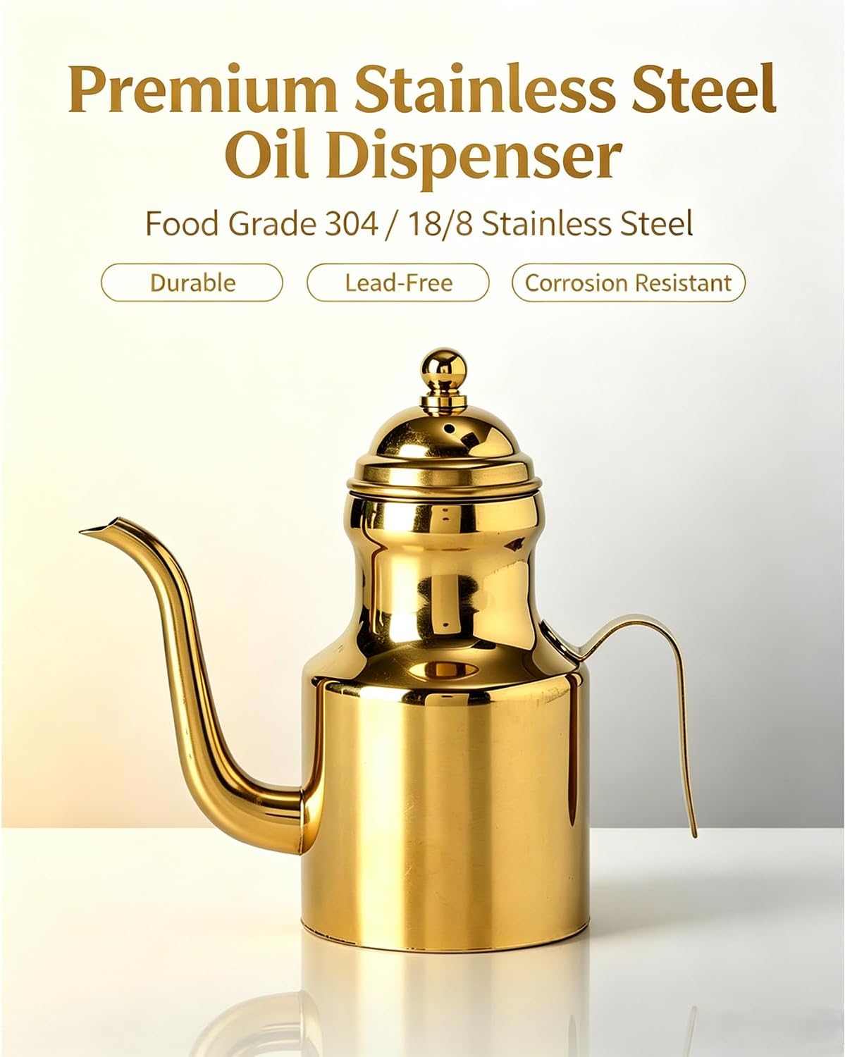 Stainless Steel Oil Bottle, 18oz Olive Oil Dispenser with Drip Free Spout, Kitchen Sauce Container (500 ml)