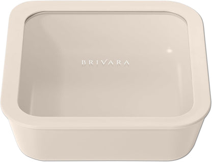 Ceramic Coated Glass Food Storage Container | No PTFE, PFOA, PFAS, and BPA | Reusable Non Toxic Meal Prep Container with Glass Lid | Easy To Store | 3 Cup Rectangle [Onyx]