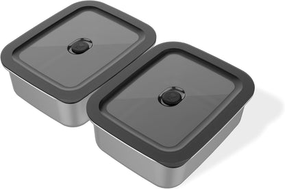 Weber Works Prep Containers – Set of 2 Stainless Steel Grill Prep, Marinating & Food Storage Containers with Airtight Lids for Outdoor Cooking & BBQ Meal Prep