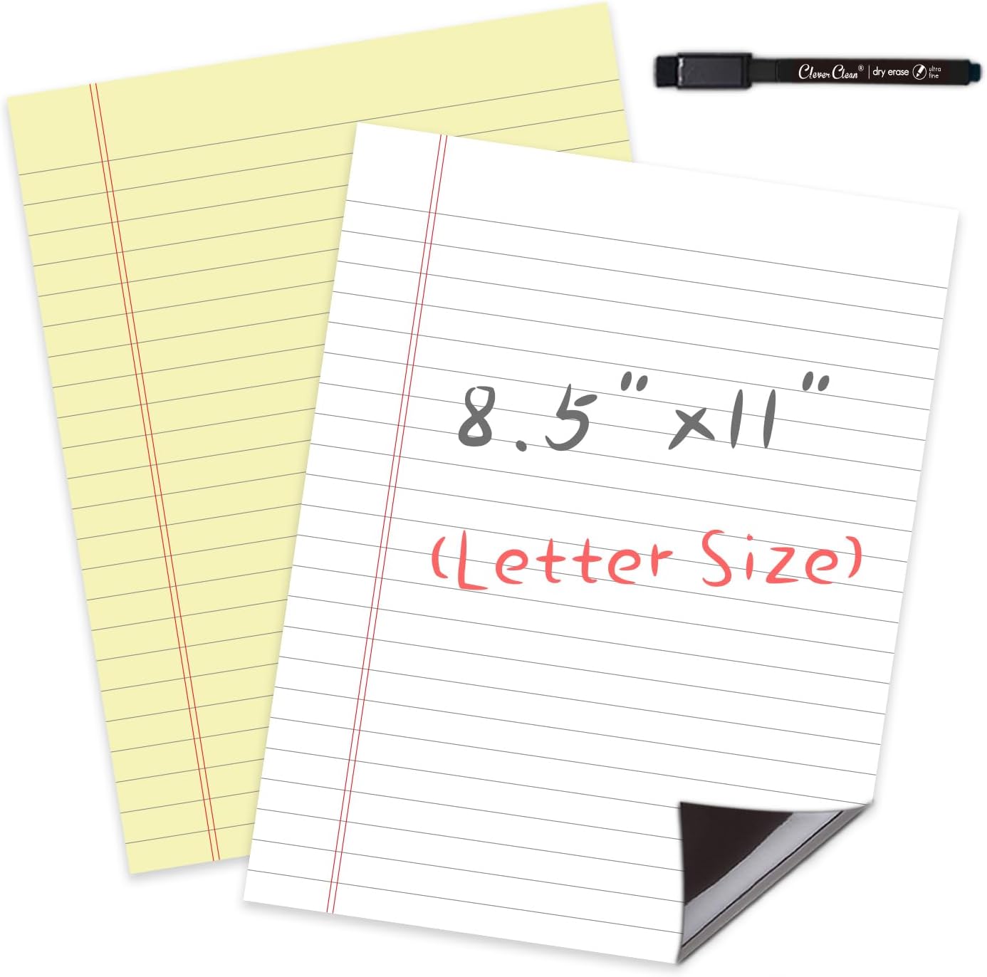 Magnetic Dry Erase Board - 8.5”x11” Dry Erase Whiteboard in 3 Colors - Reusable Blank Whiteboard for Fridge – 6 Dry Erase Markers Included