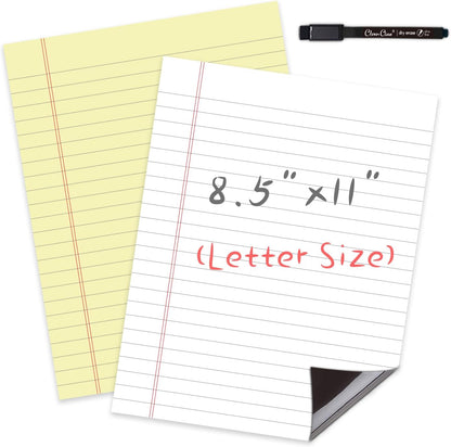 Magnetic Dry Erase Board - 8.5”x11” Dry Erase Whiteboard in 3 Colors - Reusable Blank Whiteboard for Fridge – 6 Dry Erase Markers Included