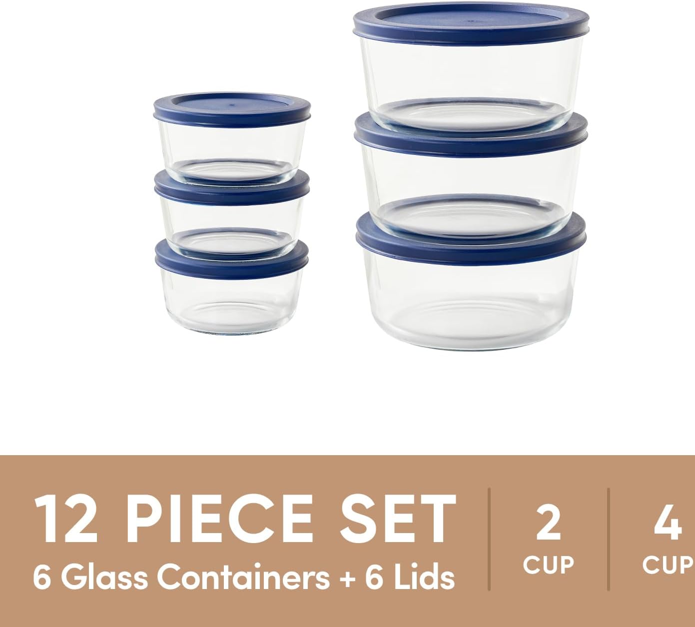 6-Piece Glass Food Storage Containers Set (3 Containers + 3 BPA-Free Lids) | 2-Cup, Leakproof | Microwave, Freezer, Oven & Dishwasher Safe | Ideal for Meal Prep & Pantry Organization, Pistachio