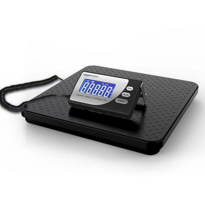 Amazon Basics Digital Postal Shipping Scale with Tare Function, AC Adapter, 65 lb Capacity, 0.1 oz Readability, LCD Display, Black