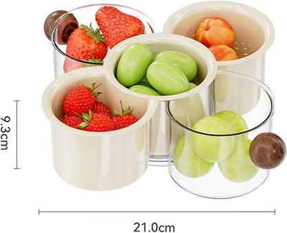 360° Rotating Fruit and Vegetable Storage Box, Vegetable and Fruit Plate, Double-Layered Storage with Water Drainage, nut Storage Box (8.27Inch)