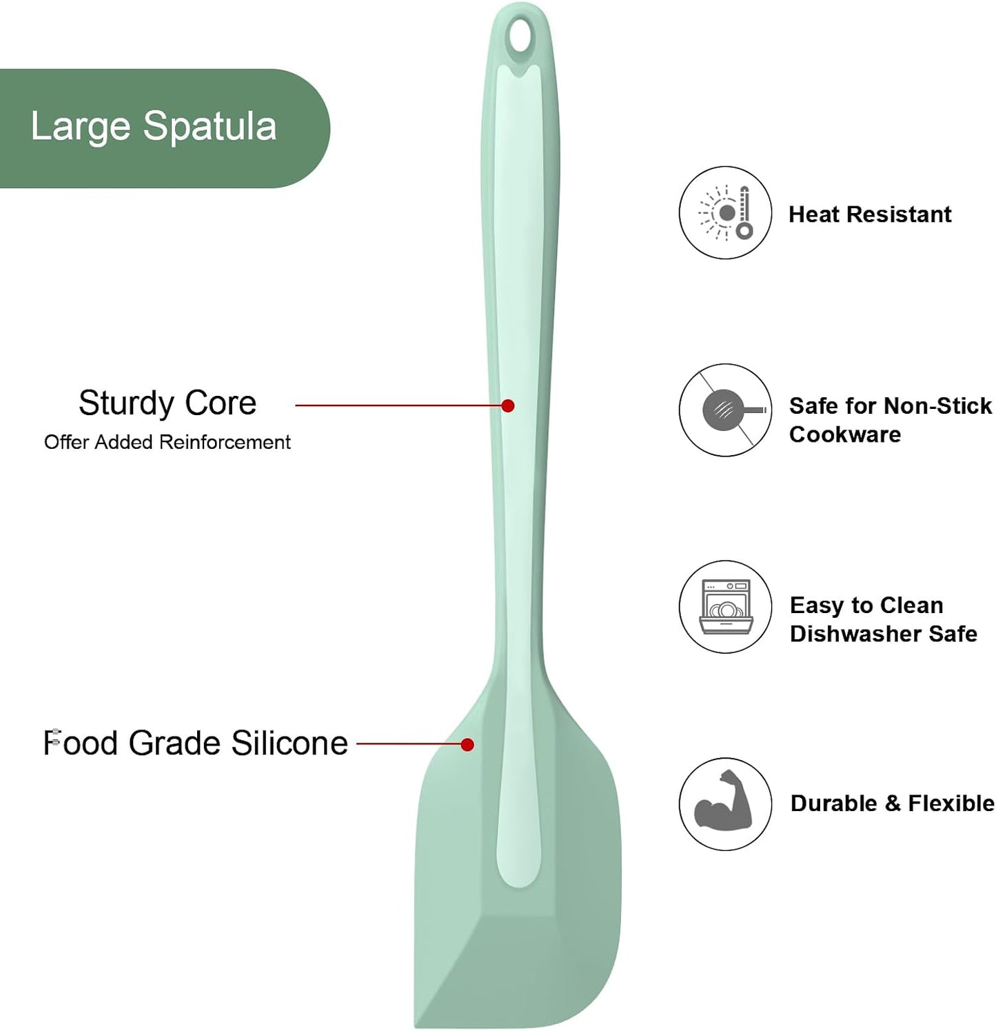 Silicone Spatula Set, Premium Spatulas Silicone Heat Resistant 2 Small & 2 Large Flexible Scraper for Nonstick Cookware, Rubber Spatula for Kitchen Mixing Baking Cooking Use, Soft Spatula - Gray