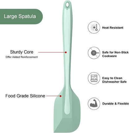 Silicone Spatula Set, Premium Spatulas Silicone Heat Resistant 2 Small & 2 Large Flexible Scraper for Nonstick Cookware, Rubber Spatula for Kitchen Mixing Baking Cooking Use, Soft Spatula - Gray