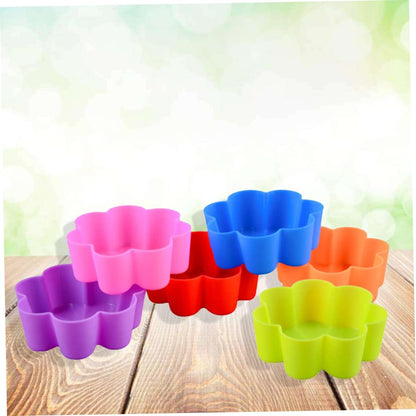 Reusable Silicone Baking Cups 6-Pack -Shaped Muffin Liners Non-Stick Mold for Cupcakes Pudding Jelly Oven Microwave Safe 2.63X2.63X0.98In
