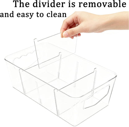 SPACELEAD 10 Pack Ultimate Clear Organizer Bins with Removable Dividers | The complete house organization solution for large families.Categorize everything from laundry supplies to pantry bulk items.