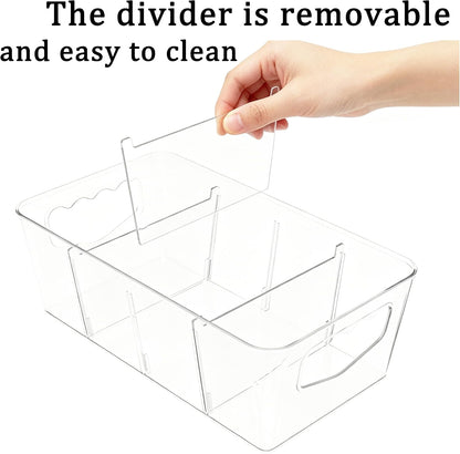 SPACELEAD 10 Pack Ultimate Clear Organizer Bins with Removable Dividers | The complete house organization solution for large families.Categorize everything from laundry supplies to pantry bulk items.