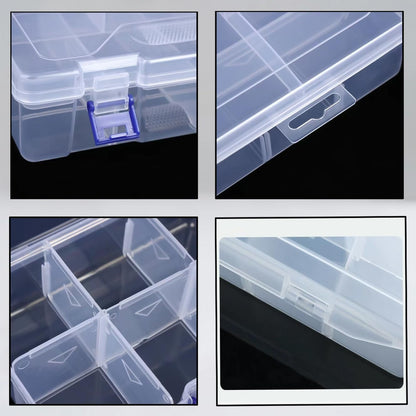 3pcs Clear Storage Small Parts Organizer Box Storage Bin With Dividers Multi Compartment for Beads Art DIY Tackle Box Organizer (10 - compartment in length)
