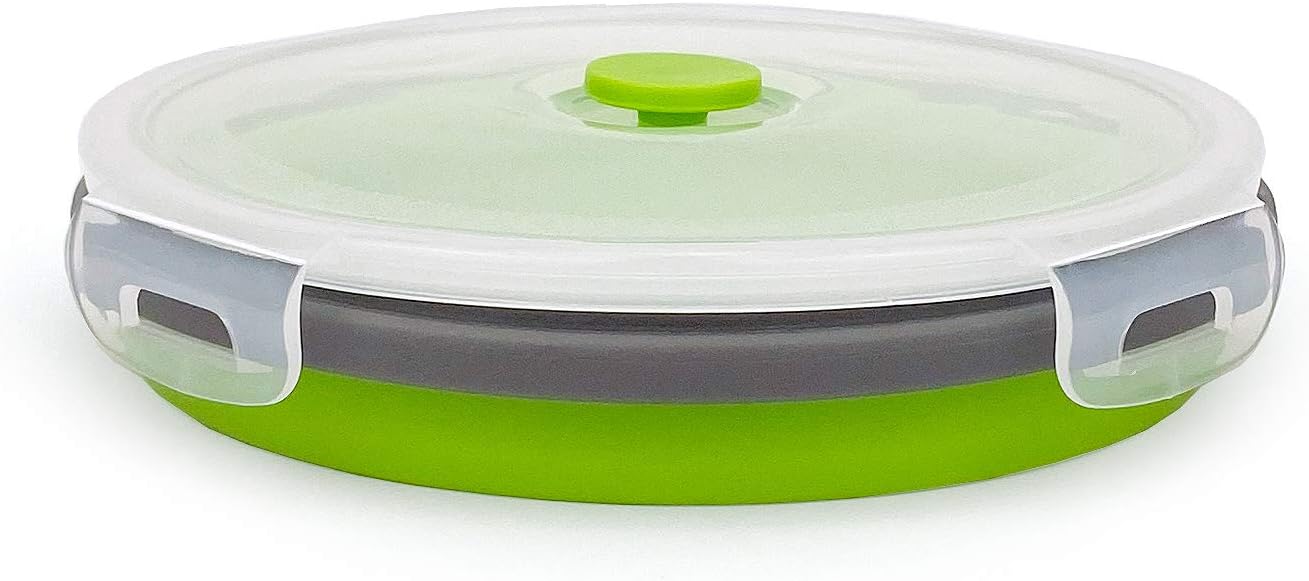 CARTINTS 1200ml Large Collapsible Meal Prep Containers, Reusable Silicone Food Storage Containers, Stackable Fridge Storage Containers, With Leakproof Lids, Microwave and Freezer Safe, Blue