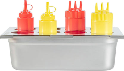 Restaurantware Stainless Steel Bottle Organizer - 1 Count - 6.299 x 7.087 x 0.394 Inches - Dishwasher-Friendly Condiment Holder - Kitchen Bottle Rack - Space-Saving Design - Silver