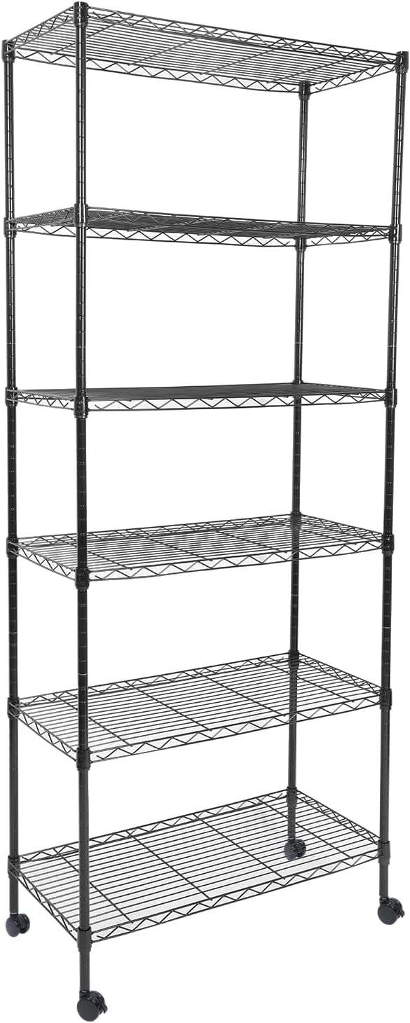Whitmor 2-Wire Shelving Unit, Metal Storage Shelves, Stacking Shelf with Basket, Easy Assembly Home Organizer for Pantry, Kitchen, Garage, Plant