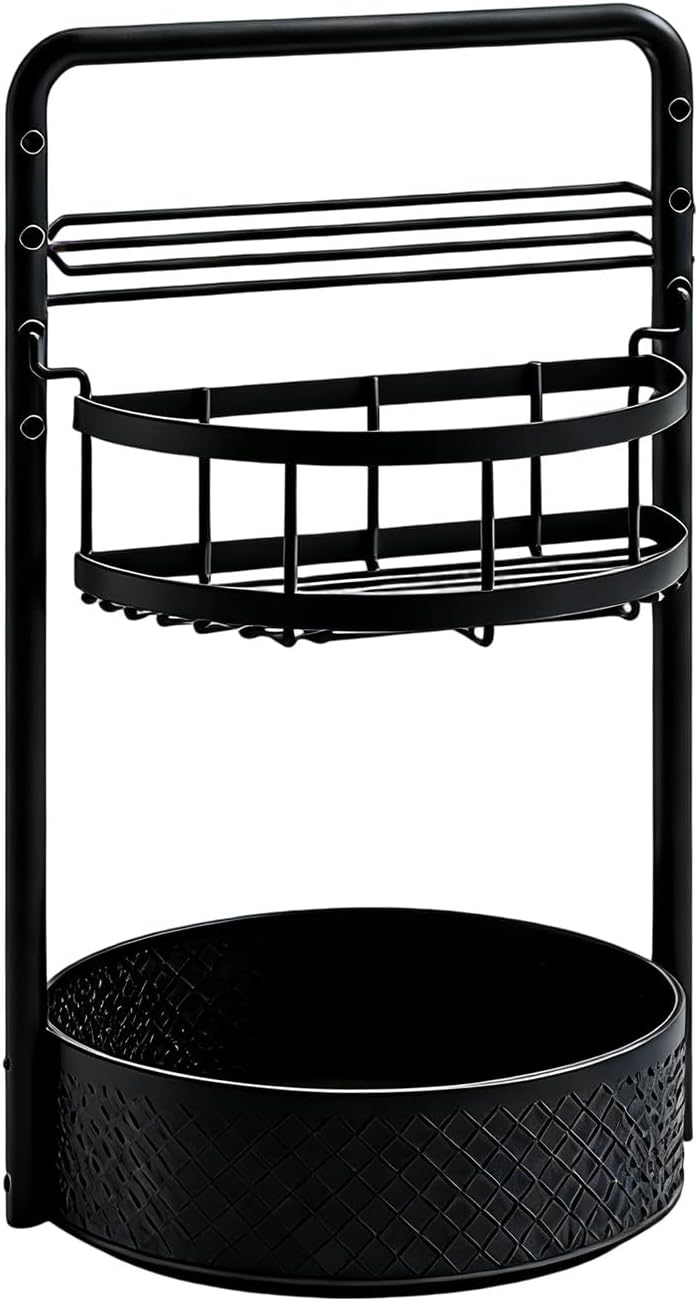 Rotating Condiment Rack with Detachable Holder Easy Assembly Seasoning Bottle Stand for Kitchen or Outdoor BBQ Use Easy Assembly Condiment with Nonslip Base Two Storage Layers for Cabinet or Outdoor