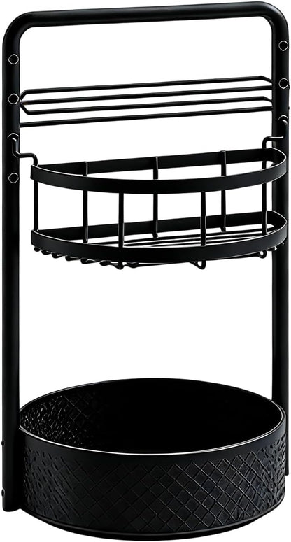Double Layer Condiment Rack Organizers With 360 Degree Rotating Base And Detachable Paper Towel Holder Seasoning Bottle
