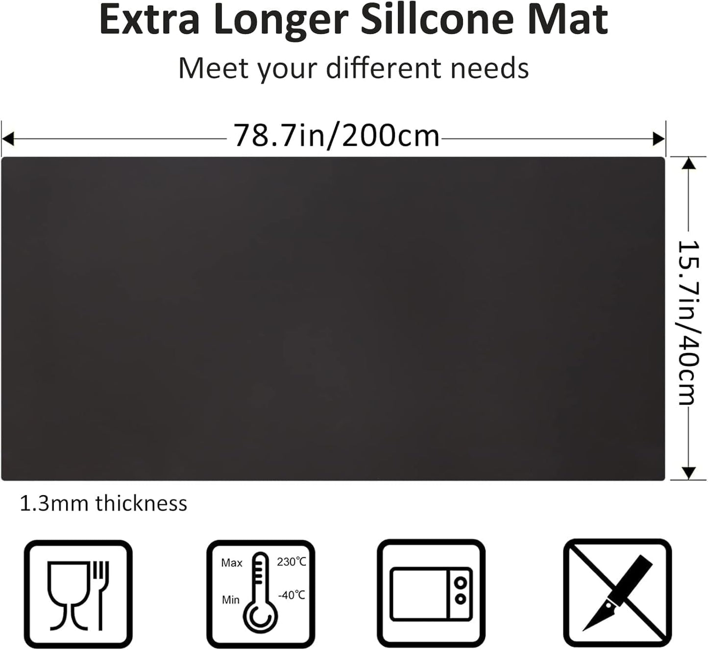 Silicone Mat Heat Resistant Mats for Countertop, Large Silicone Mats for Crafts Kitchen Counter Workbench Table protector, Size 36x24 inches Thick 2mm,Rolled Package,Light Blue