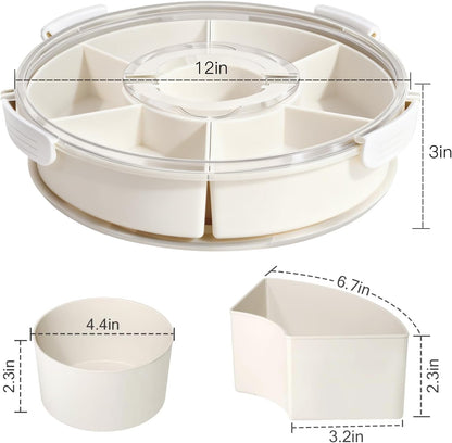 6-Compartment Snackle Snack Bowl with Lid-Microwave & Dishwasher Safe Divided Serving Bowl for Fruit,Veggies & Snacks-Portable Snack Organizer for Picnics,Road Trips & Parties (1 pcs 6 Compartment)