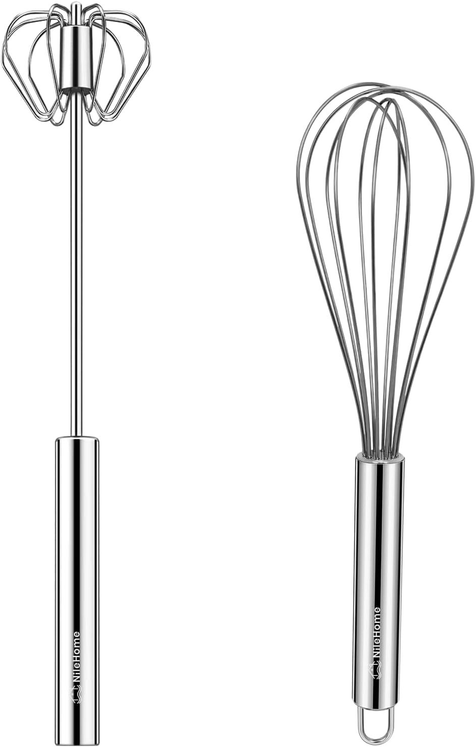 NileHome 3-Pack Stainless Steel Whisk Set, Kitchen Utensils for Cooking