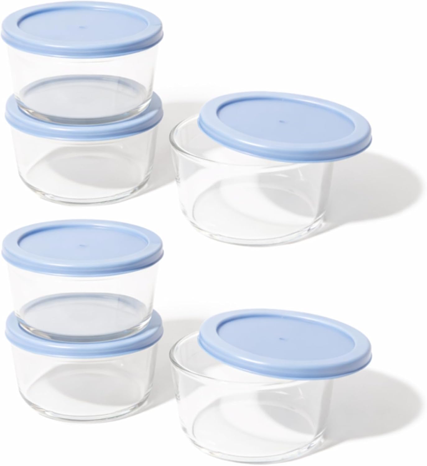 6-Piece Glass Food Storage Containers Set (3 Containers + 3 BPA-Free Lids) | 2-Cup, Leakproof | Microwave, Freezer, Oven & Dishwasher Safe | Ideal for Meal Prep & Pantry Organization, Pistachio