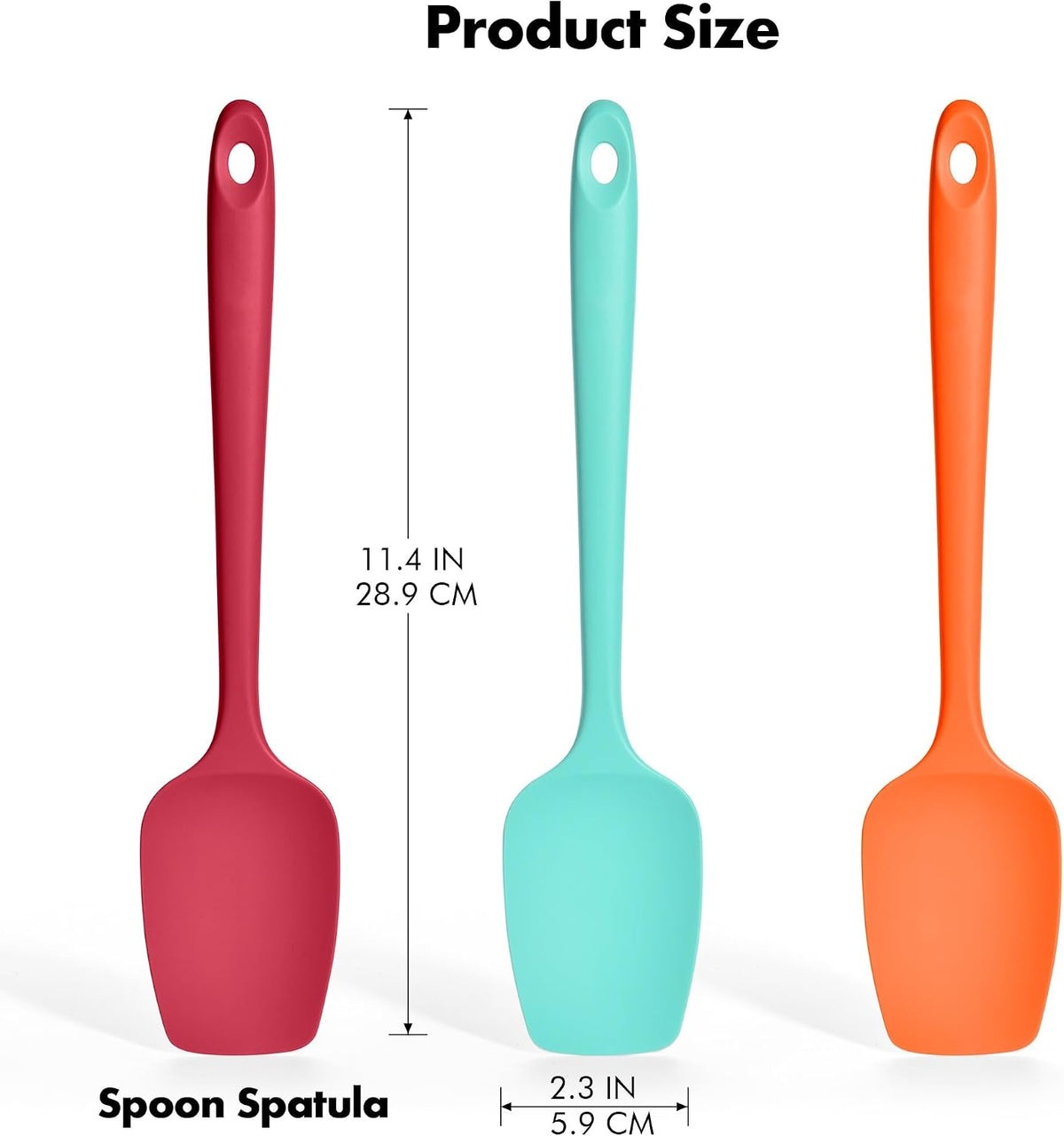 Silicone Spoonula Set, 600ºF Heat Resistant, 3Pcs, Multicolor 3