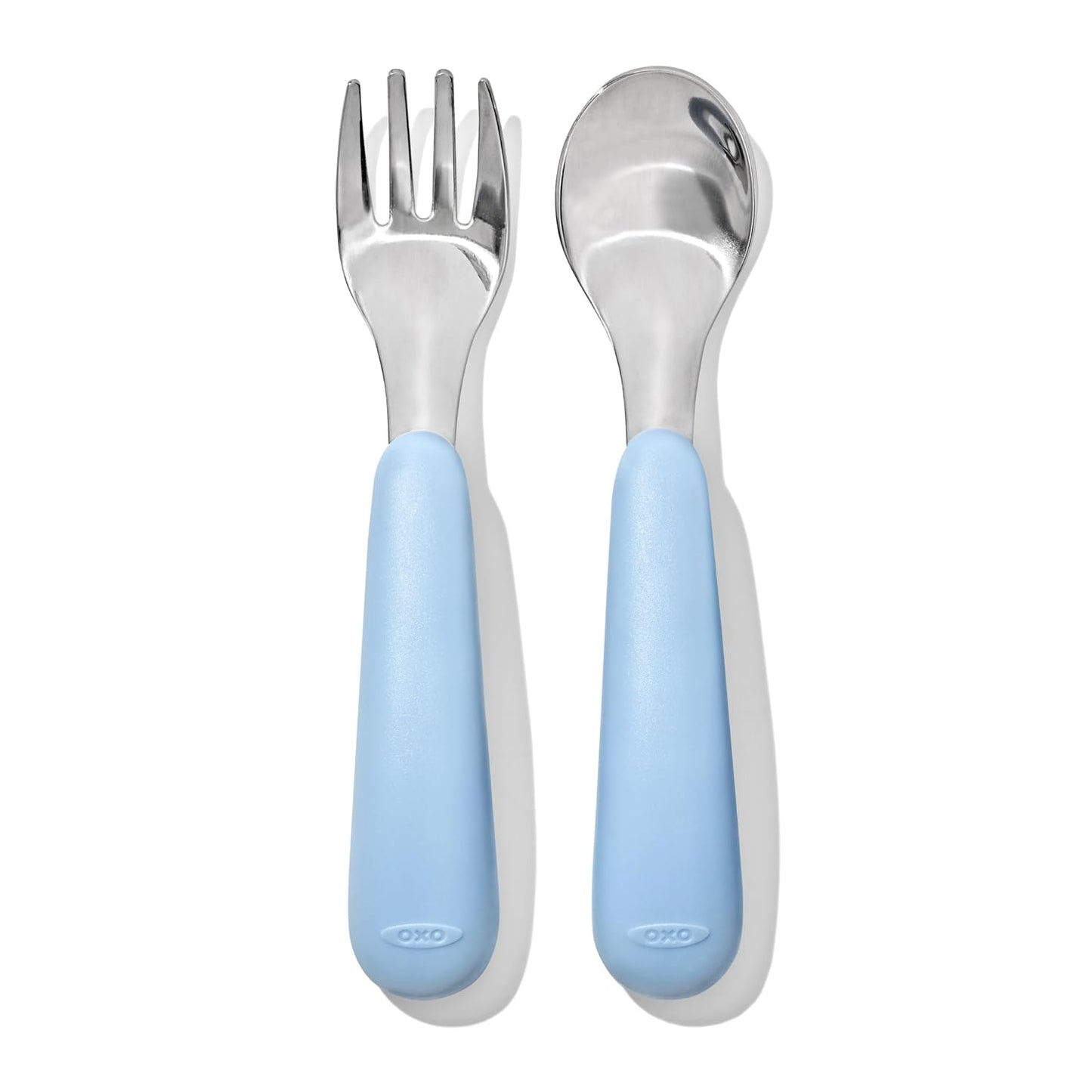 OXO Tot On-The-Go Fork and Spoon Set with Blossom and Dusk Travel Cases, Stainless Steel Utensils for Kids