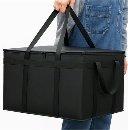 musbus Extra large XXXL Insulated Food Delivery Bag Cooler Bags Keep Food Warm Catering Therma Catering Bag for doordash 22x14x13 Cooler Bags Therma Shopper hot warming RED Pizza BLACK