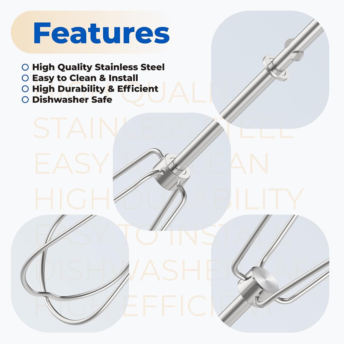 Hand Mixer Beaters Attachments for KitchenAid, KHM2B, Stainless Steel