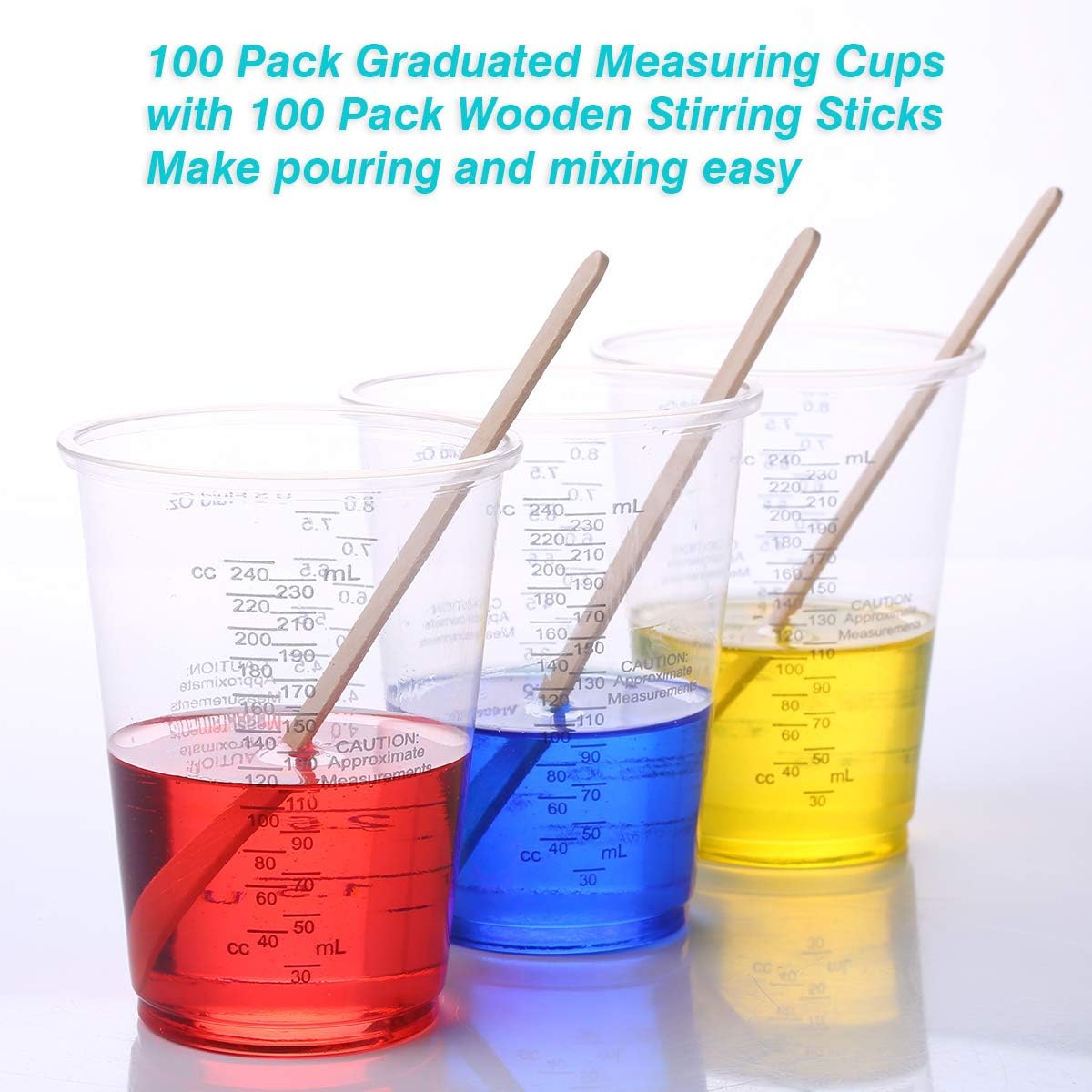 8oz Graduated Clear Plastic Measuring Cups