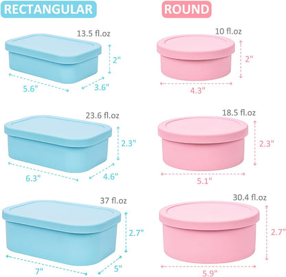 100% Silicone Food Storage Containers with Lids, 8 Pack, 10oz to 51oz, Reusable Leakproof Nesting & Stackable Silicone Bento Lunch Box, Microwave Freezer Dishwasher Oven Safe, BPA Free, Slate Green