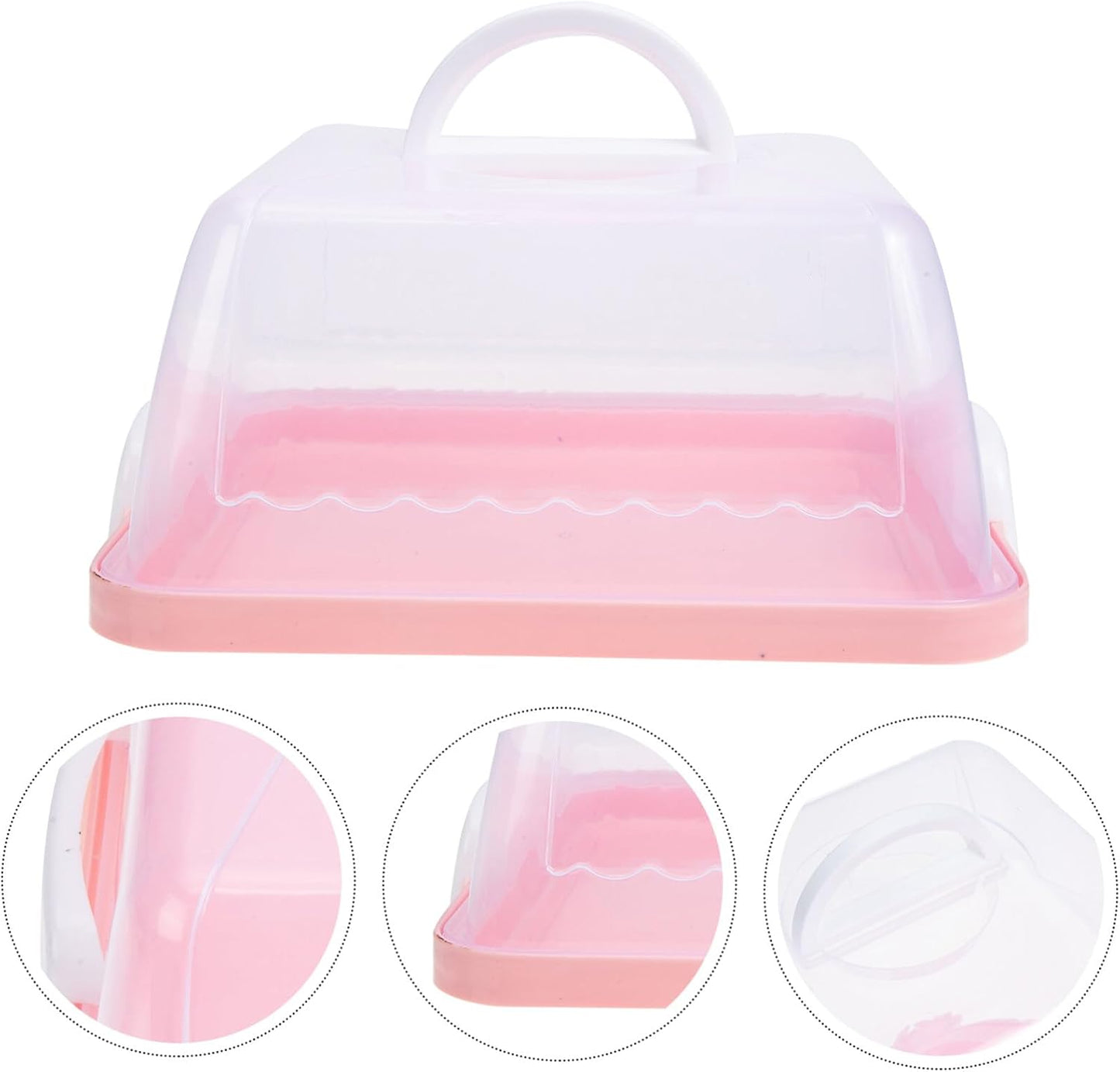 VICASKY Portable Cake Carrier with Handle and Lid 10.03 Inch Square Plastic Cake Container for Birthday Parties Home Baking Transport