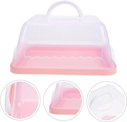 VICASKY Portable Cake Carrier with Handle and Lid 10.03 Inch Square Plastic Cake Container for Birthday Parties Home Baking Transport