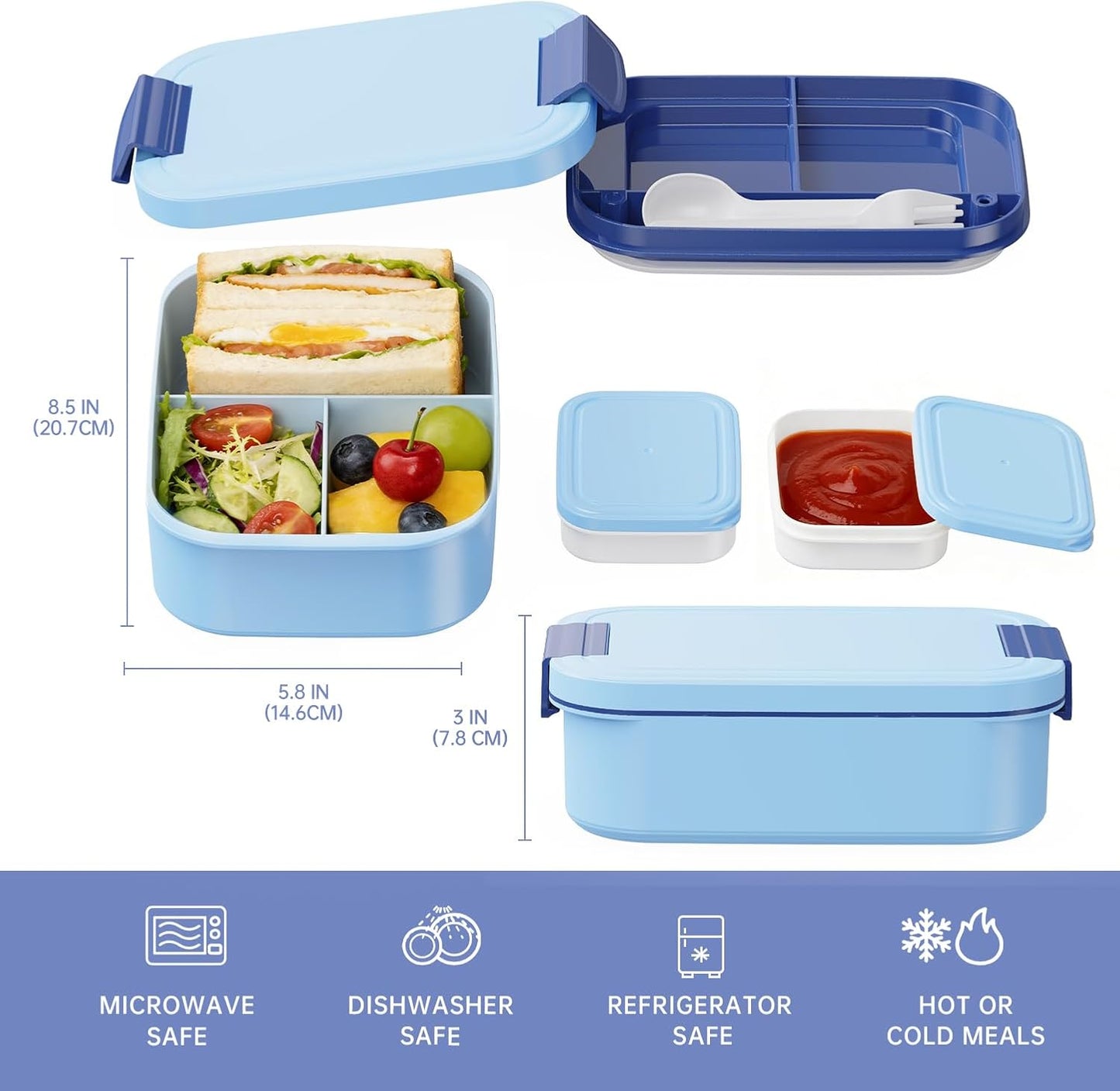 JBGOYON Bento Box and Lunch Bag Set, Leak-Proof Lunch Box for Adults and Kids with Built-in Utensils, Insulated for Work School Travel, Microwave & Dishwasher Safe, All-in-One (Purple)