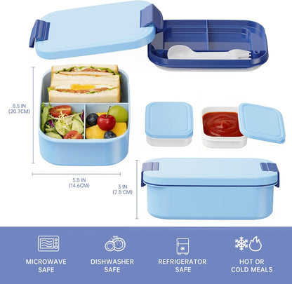 JBGOYON Bento Box and Lunch Bag Set, Leak-Proof Lunch Box for Adults and Kids with Built-in Utensils, Insulated for Work School Travel, Microwave & Dishwasher Safe, All-in-One (Purple)