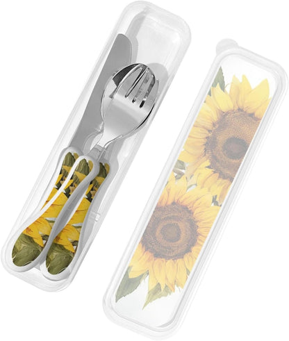 3-Piece Kids Silverware Set With Storage Case, Stainless Steel Reusable Children Safe Knife Spoon Fork Set Alpaca Cactus Children Flatware Set For Kids Lunch Box