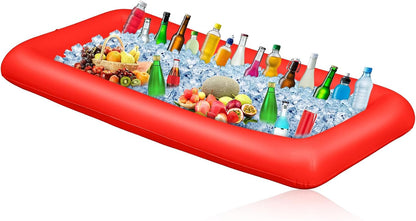 Leitee Inflatable Serving Bar with Drain Plug 52 x 24 x 5'' Inflatable Ice Serving Buffet Bar for Party Food Cooler Buffet Drink(Black,Basic Style)