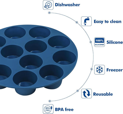 Webake Silicone Air Fryer Muffin Pan for Baking Egg Bites Silicone Mold, Nonstick 1.8 Inch Mini Muffin Tin BPA Free Set of 2