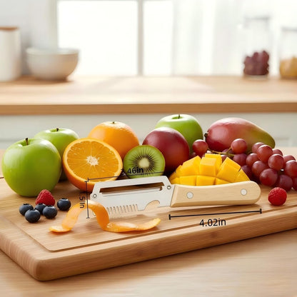 2-Piece Multi-Function Kitchen Peeler Set, 3-in-1 Stainless Steel Peeler with Built-in Bottle Opener and Non-Slip Wooden Handle, for Peeling Pumpkins, Potatoes, and Other Fruits and Vegetables