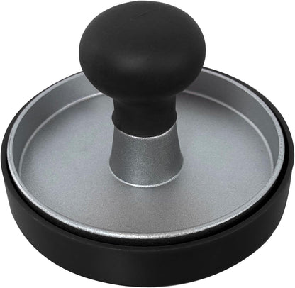 Burger Press Patty Maker Stainless Steel Hamburger Patty Press Mold Wood Handle Non-Stick with 100 Patty Papers,BBQs, and Cooking – Perfect for Flattening Patties and Searing Juicy Burgers