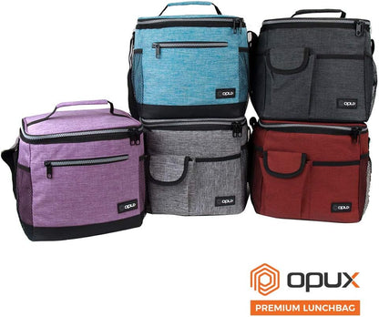 opux Insulated Lunch Box Men Women, Lunch Bag for Work School, Leakproof Soft Cooler Tote Adult, Large Lunch Pail Kids Boys Girls, Picnic Beach Food Bag with Shoulder Strap, Purple Floral