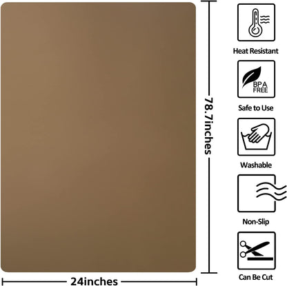 Silicone Mat Heat Resistant Mats for Countertop, Large Silicone Mats for Crafts Kitchen Counter Workbench Table protector, Size 36x24 inches Thick 2mm,Rolled Package,Light Blue