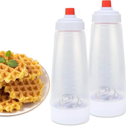 2-Pack Pancake Batter Dispenser with Whisk Ball for Muffins Waffle Crepes
