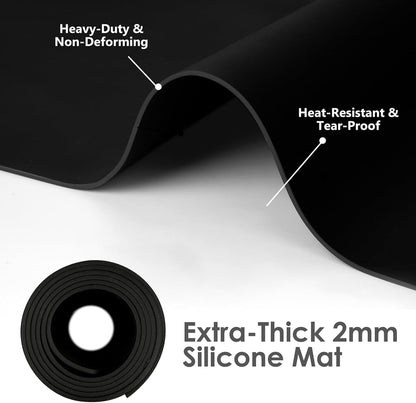 49.2" x 15.7" Large Silicone Mat for Kitchen Counter Protector, Cuttable Silicon Countertop Protector Mat Heat Resistant Mats for Countertop, Cut to Fit Placemat Ship Roll by Foepoge, Black