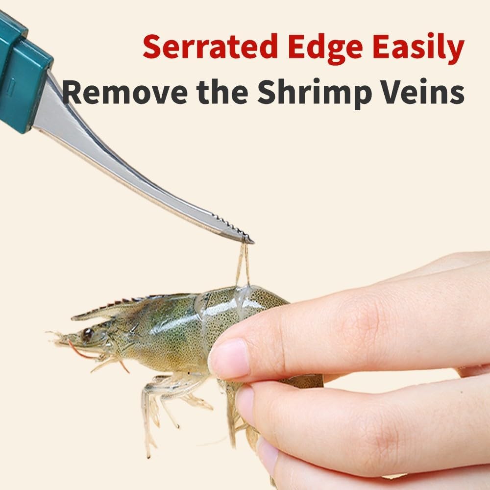 Shrimp Deveiner Tool Portable Shrimp Peeler with Safety Cover Efficient Shrimp Deveining Tool Shrimp Peeler and Deveiner Tool for Easy Shrimp Cleaning Shrimp Knife Shrimp Cleaner(Green)