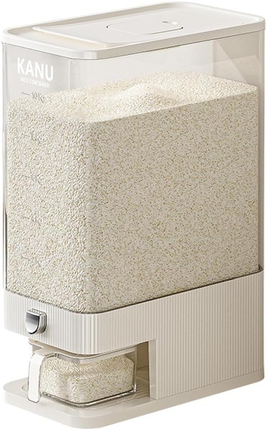 Rice Dispenser 22 Lbs,Sealed Rice Storage Container with Measuring Cup Moisture Proof,Large Cereal Dispenser Dry Food Storage Container Bins for Grains,Flour,Corn,Pet Food