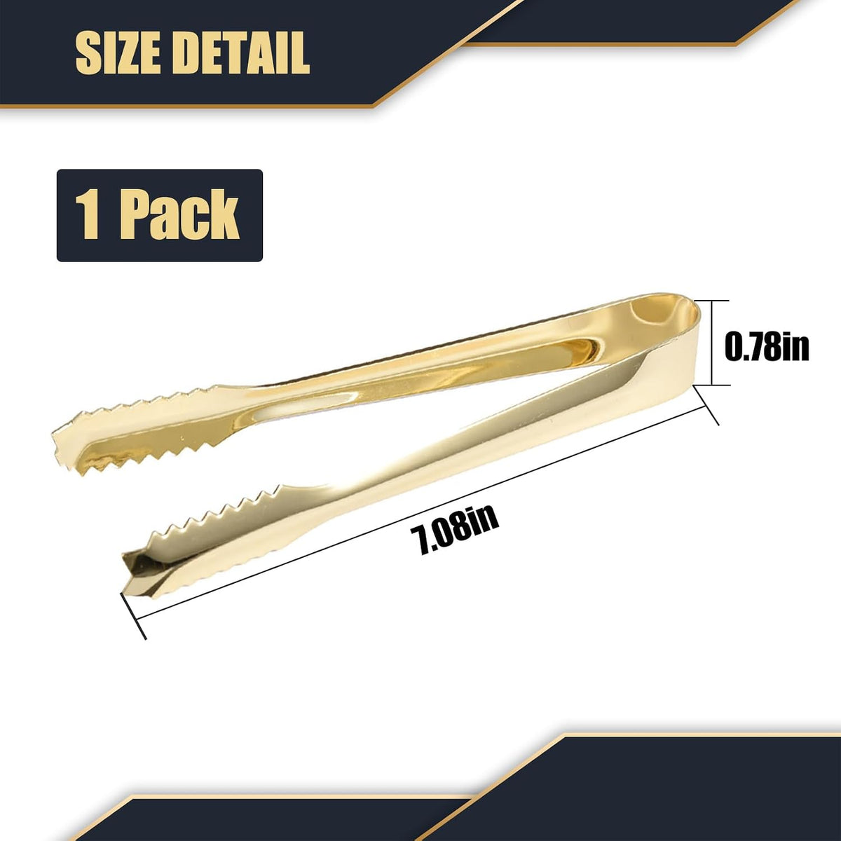 WAFJAMF 7‘’Gold Ice Tongs, 304 Stainless Steel Serving Tong for Ice Bucket