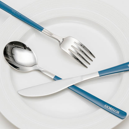 Travel Utensils Set, 4pcs Stainless Steel Reusable Cutlery, Portable Silverware Lunch Box for Camping and Office, Include Fork Spoon Knife with Case