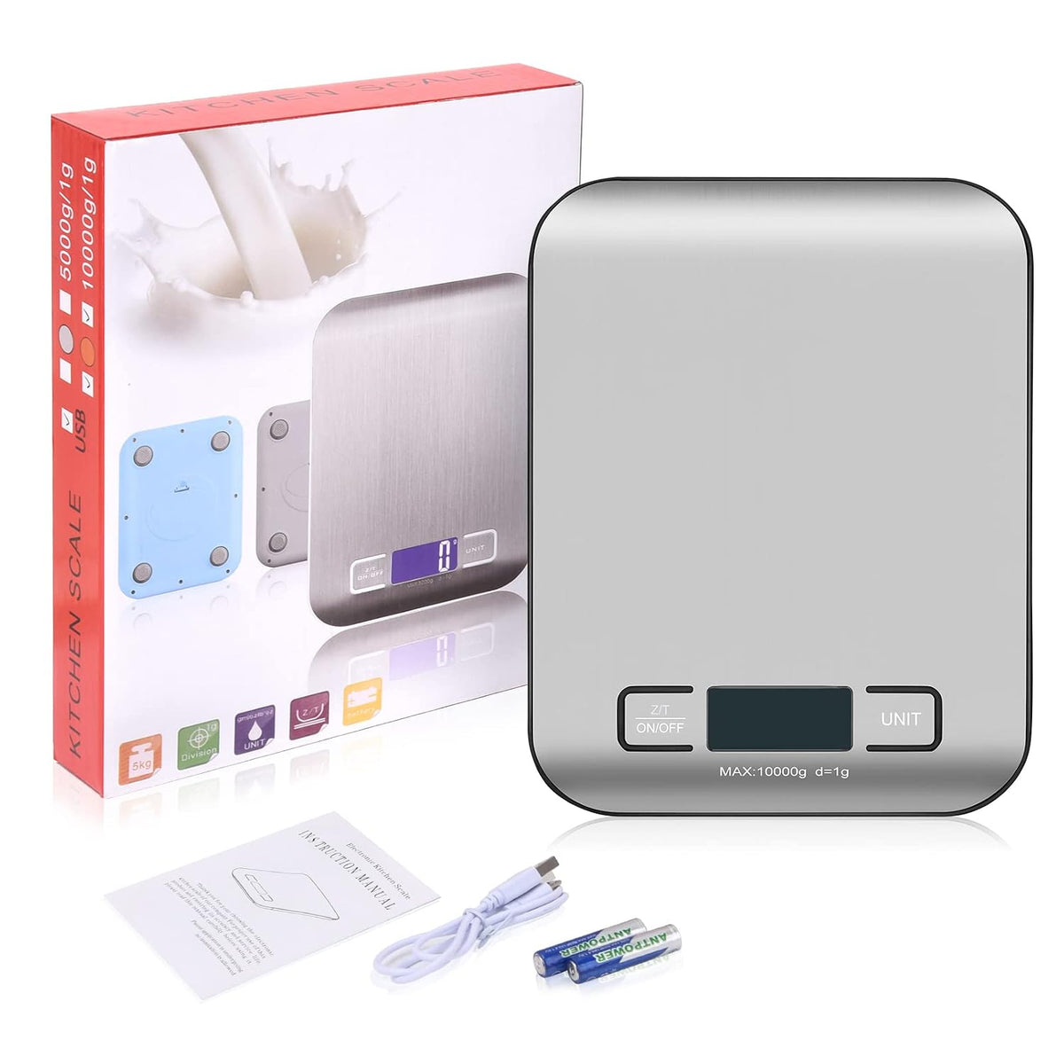 Digital Shipping Scale,Stainless Steel Panel, Accurate Portable Postal Scale for Packages, Small Business,Kitchen, Food, Handmade, Liquids, and Boutique (Rose Gold Battery(5kg/1g))