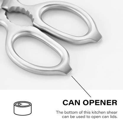 Stainless Steel Kitchen Shears Heavy Duty Full-Steel Forged Metal Scissors for Food, Professional Chef Shears Bone Cutting Meat Pizza Scissors Kitchen Utensils Come Apart, Silver